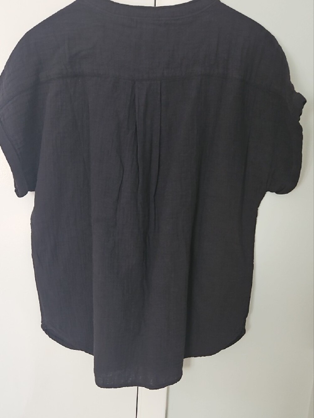 Quince Black Short-Sleeve Button Henley Top - Picture 7 of 9